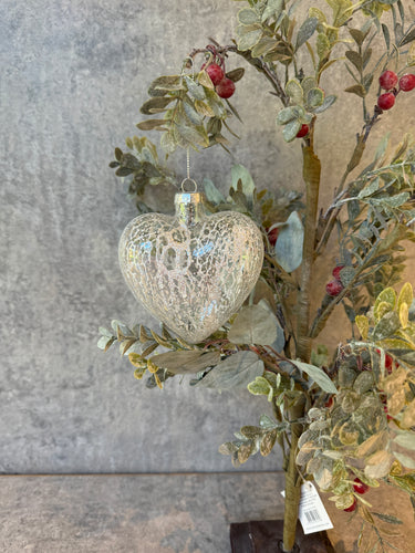 Glittery Glass Heart Bauble