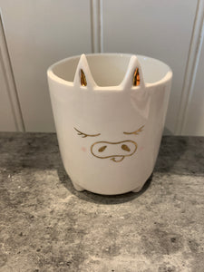 White Vase with Pig Face