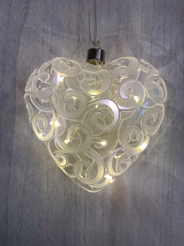 Glass Heart with LED Lights