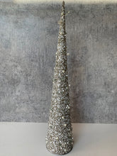 Load image into Gallery viewer, Grey/Silver and Cream Beaded Christmas Tree