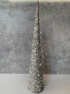 Grey/Silver and Cream Beaded Christmas Tree