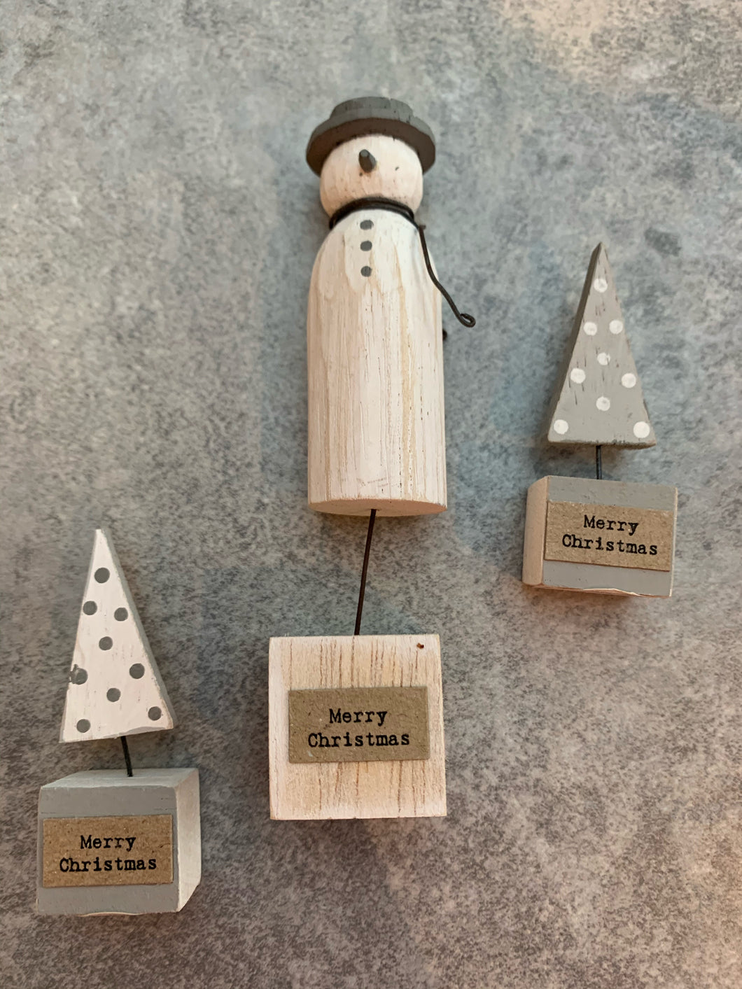 Hand Carved Wooden Christmas Set