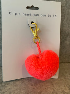 Pom Pom Heart Clip
