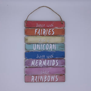 Fairies, Unicorns And Rainbow Plaque
