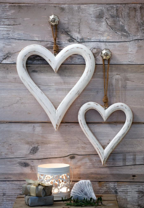 Hanging White Hearts