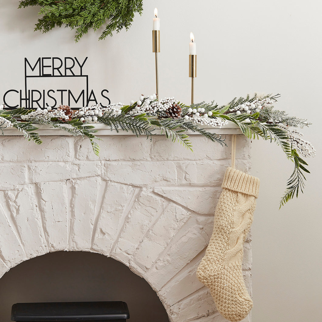 Snowy Evergreen Christmas Garland with White berries